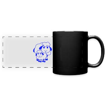 Familie Schaf 2 Papa Mama Mutter Kind Liebe Baby - Panorama-Tasse farbig - Schwarz - Vorne