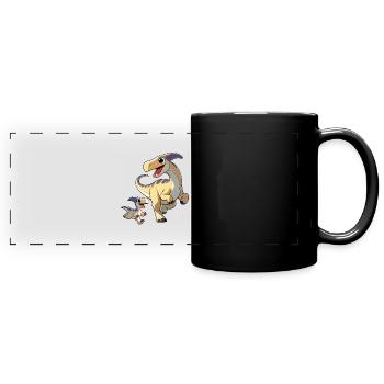 Parasaurolophus mother and child - Full Colour Panoramic Mug - black - Front