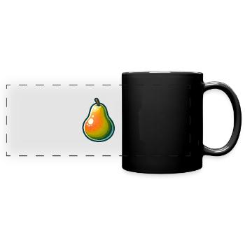 Poire verte - Mug panoramique uni - noir - Devant
