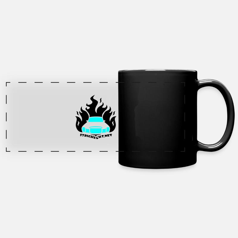 /8 Flame01 2C - Panorama-Tasse farbig - Schwarz