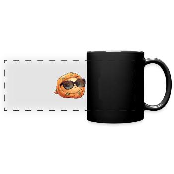 Kawaii Orange/Pêche avec foulard et lunettes - - Mug panoramique uni - noir - Devant