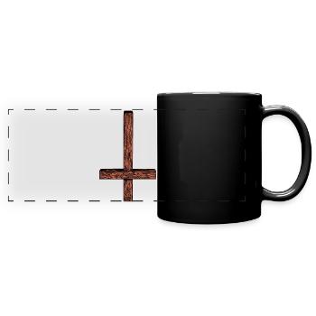 Unheiliges Petruskreuz Satanismus Kreuz Okkultes P - Panorama-Tasse farbig - Schwarz - Vorne
