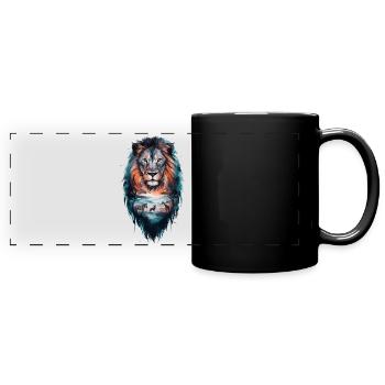 Paysage de lion majestueux Art africain - Mug panoramique uni - noir - Devant