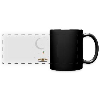 rabbit stares at a carrot on the moon - Full Colour Panoramic Mug - black - Front