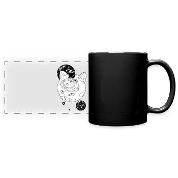 Kosmische Katze Kaiser - Panorama-Tasse farbig - Schwarz - Vorne