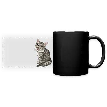 Norwegische Waldkatze getigert Tiger Illustration - Panorama-Tasse farbig - Schwarz - Vorne