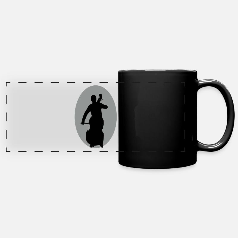 Kontrabass - Panorama-Tasse farbig - Schwarz