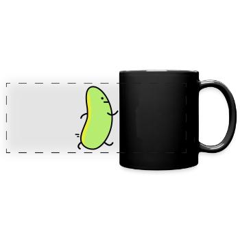 Lustige Bohne - Panorama-Tasse farbig - Schwarz - Vorne