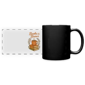 Books & Brews Coffee Vibes - Panorama-Tasse farbig - Schwarz - Vorne