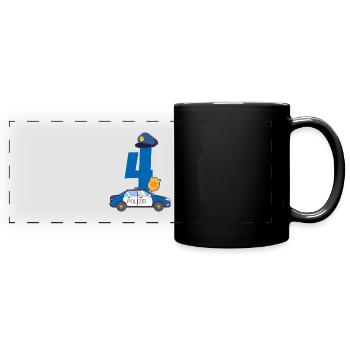 Kindergeburtstag Polizist 4 Jahre Kinder Polizei - Panorama-Tasse farbig - Schwarz - Vorne