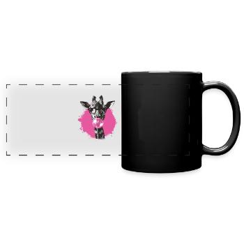 Giraffe mit Sonnenbrille Bubblegum für einen - Panorama-Tasse farbig - Schwarz - Vorne