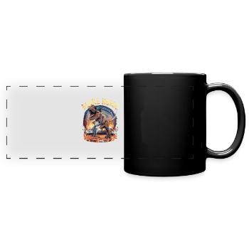 Lärm machen Brüllender Dinosaurier Gitarre - Panorama-Tasse farbig - Schwarz - Vorne