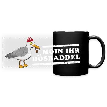 Coole Nordeutsche Möwe Moin ihr Dösbaddel - Panorama-Tasse farbig - Schwarz - Vorne