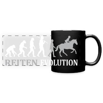 Reiten Evolution – Vom Affen zum Reiter - Panorama-Tasse farbig - Schwarz - Vorne