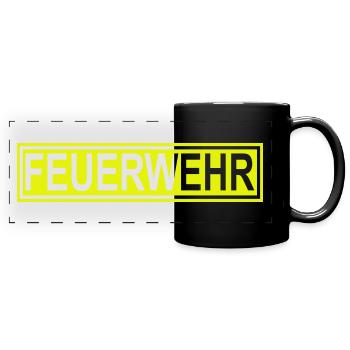 FEUERWEHR mit Rahmen - Freiwillige Feuerwehr FW02 - Panorama-Tasse farbig - Schwarz - Vorne