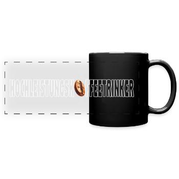 High-performance coffee drinker, white - Full Colour Panoramic Mug - black - Front