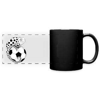 Caméléon de football - Mug panoramique uni - noir - Devant