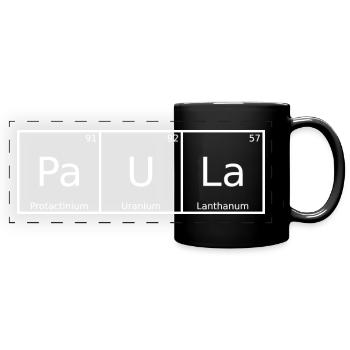 Paula Nom Prénom Chimie Éléments du tableau périodique - Mug panoramique uni - noir - Devant