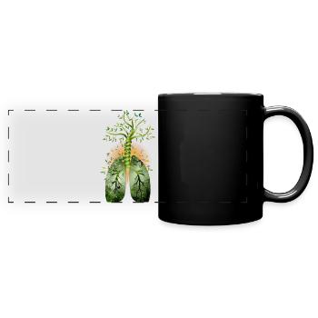 Der Wald, die grüne Lunge.Baum mit Lungenflügel - Panorama-Tasse farbig - Schwarz - Vorne