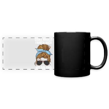Nordsee Helgoland - Panorama-Tasse farbig - Schwarz - Vorne