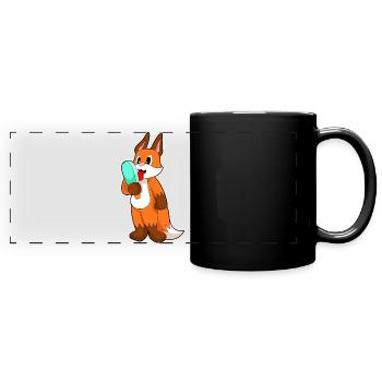 Fuchs Eis am Stiel - Panorama-Tasse farbig - Schwarz - Vorne