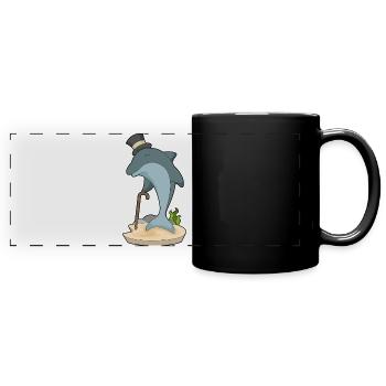 Dolphin Gentleman Top Hat - Full Colour Panoramic Mug - black - Front