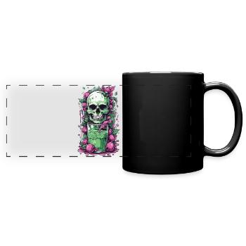 Gothic Skull Weirdcore Illustration Occult - Full Colour Panoramic Mug - black - Front