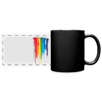 Subtle and Cool Dripping Pride Flag Rainbow Design - Full Colour Panoramic Mug - black - Front