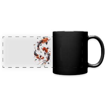 Conception astucieuse de poisson Koi, conception élégante de Koi - Mug panoramique uni - noir - Devant