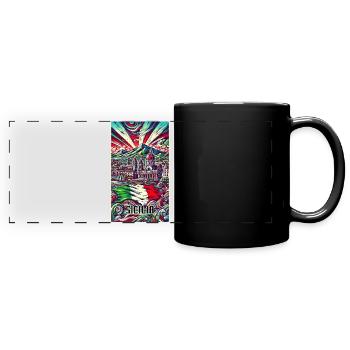 Sicily Italy art design - Full Colour Panoramic Mug - black - Front