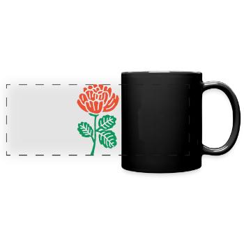 Orangene Rose Illustration - Panorama-Tasse farbig - Schwarz - Vorne