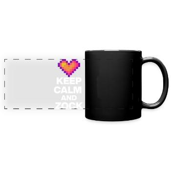 RESTEZ CALME ET JOUEZ ! 8 BIT LOVE CADEAU RÉTRO w - Mug panoramique uni - noir - Devant