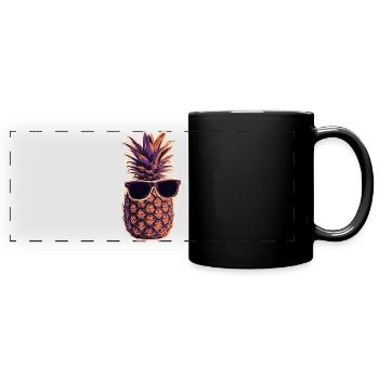 Coole Ananas Mit Sonnenbrille - Panorama-Tasse farbig - Schwarz - Vorne