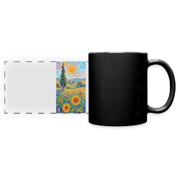 Sunflowers in Impressionism - Full Colour Panoramic Mug - black - Front