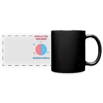 Geschlechterenthüllung: Wer ist der Gewinner der Babyparty - Panorama-Tasse farbig - Schwarz - Vorne