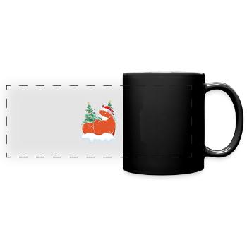 Weihnachtsfuchs Mit Weihnachtsmütze - Panorama-Tasse farbig - Schwarz - Vorne