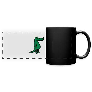 Krokodil - Panorama-Tasse farbig - Schwarz - Vorne