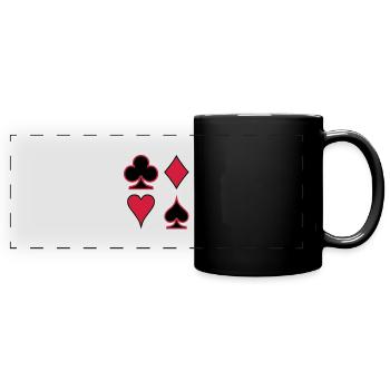 Poker Deck Dealer Trumpf Spielkarten Skat Canasta - Panorama-Tasse farbig - Schwarz - Vorne