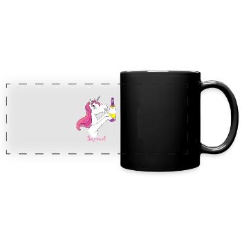 Licorne mariée groupe sekt Célébrer Doux Rose Cheval - Mug panoramique uni - noir - Devant