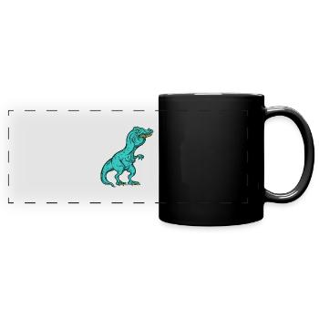 Tyrannosaurus Rex Überbiss Hasenzähne Witzig - Panorama-Tasse farbig - Schwarz - Vorne