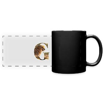 G Guépard alphabet animaux - Mug panoramique uni - noir - Devant