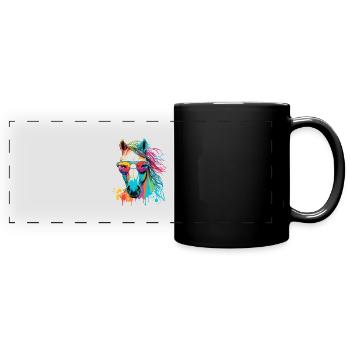 Pferd cool bunt Sonnenbrille - Panorama-Tasse farbig - Schwarz - Vorne