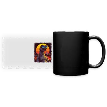 funny sayings chrome dino green prehistoric - Full Colour Panoramic Mug - black - Front