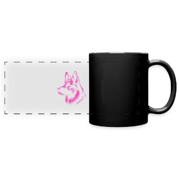 German Shepherd head pink - Full Colour Panoramic Mug - black - Front