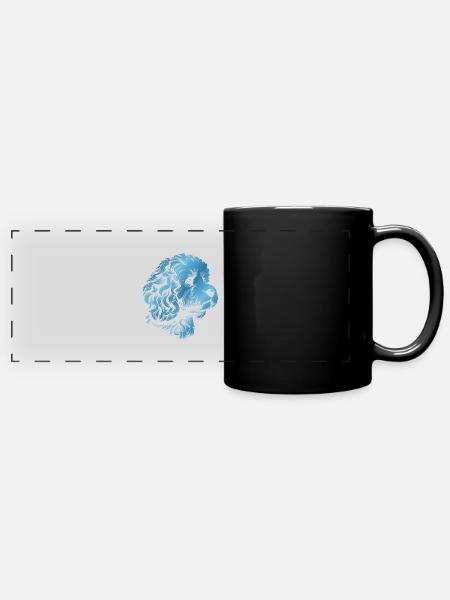 Cockerpoo Cockerspaniel Pudel Portrait, Zeichnung - Panorama-Tasse farbig - Schwarz