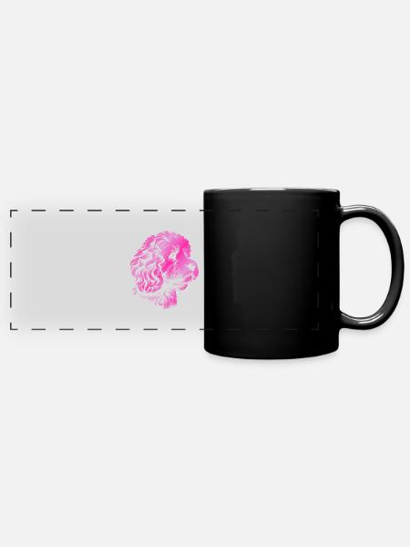 Cockerpoo Cockerspaniel Pudel Portrait, Zeichnung - Panorama-Tasse farbig - Schwarz