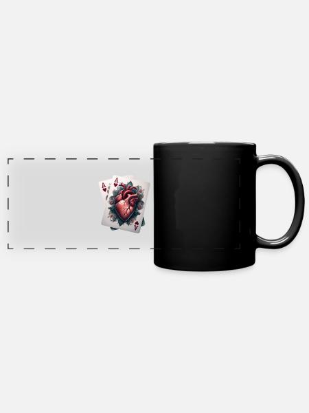 Herz Ass - Panorama-Tasse farbig - Schwarz