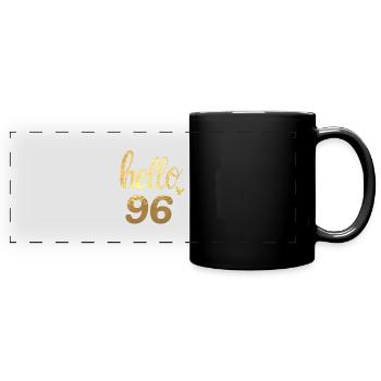 Hallo 96 gold - Panorama-Tasse farbig - Schwarz - Vorne