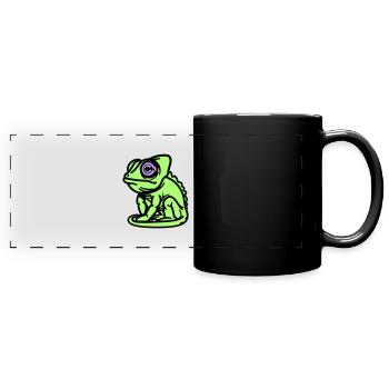 Chamäleon - Panorama-Tasse farbig - Schwarz - Vorne