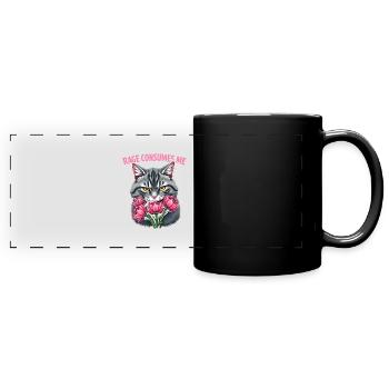 Rage Consumes Me Lustiges Katzenblümchen - Panorama-Tasse farbig - Schwarz - Vorne